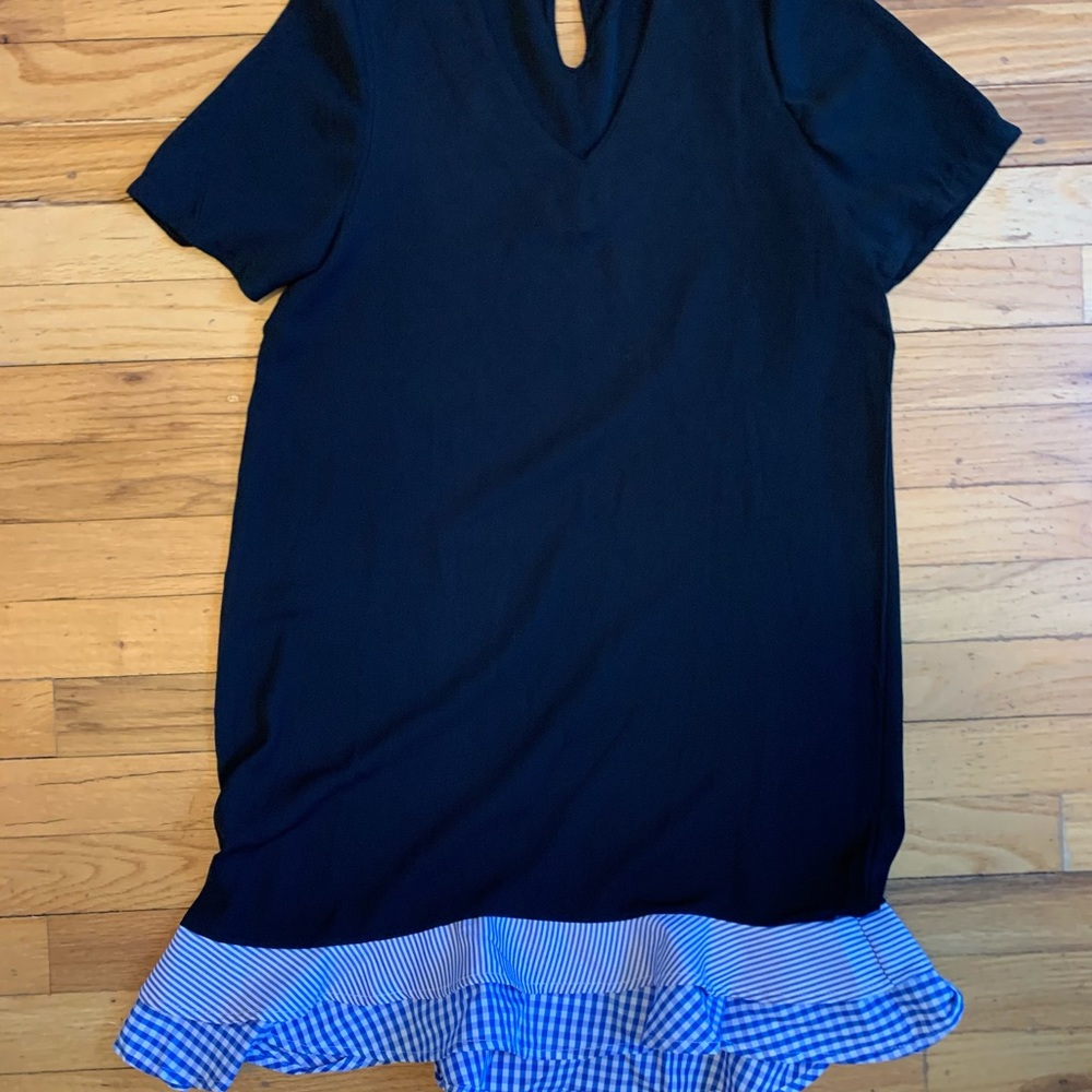 Amazon Black and Blue Ruffle Bottom Dress